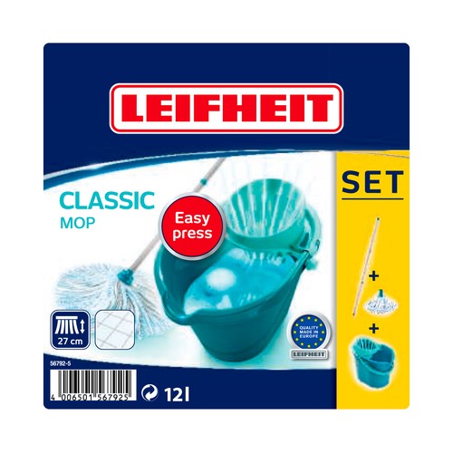 LEIFHEIT Set de fregona y cubo con escurridor 12L