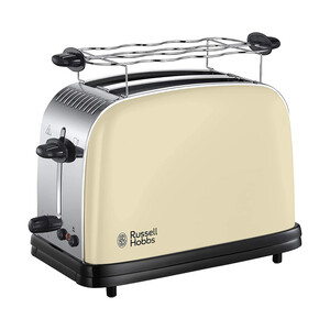 Tostador RUSSELL HOBBS Classic Cream 23334-56, 2 ranuras, 1100W, termostato, bandeja recogemigas, calienta panecillos.