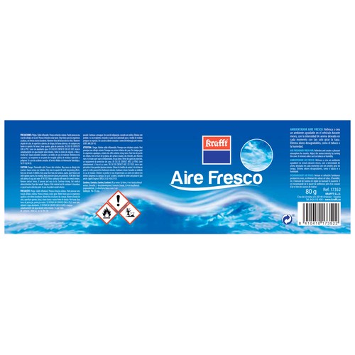 Ambientador en gel para coche, en envase de lata con dosificador y con olor a aire fresco KRAFFT.