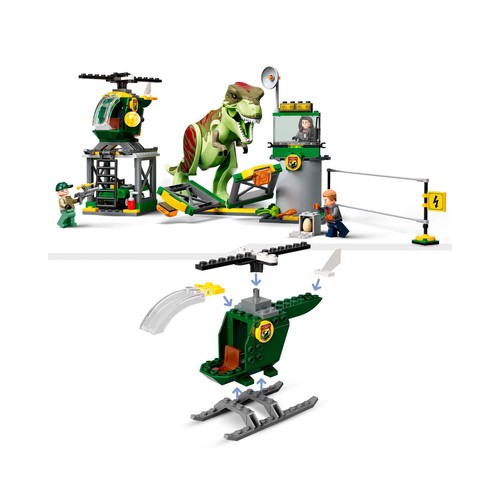 Juego de construcción Fuga del Dinosaurio T. rex con 140 piezas LEGO Jurassic World 76944.