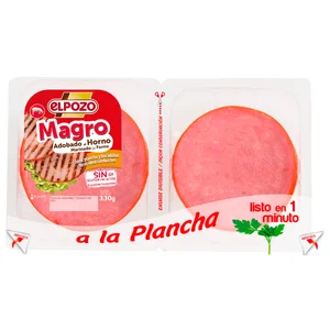 Magro de cerdo adobado al horno, cortado en lonchas EL POZO 330 g.