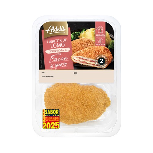 ALDELÍS Libritos de lomo empanados y rellenos de bacon y queso 2 uds.