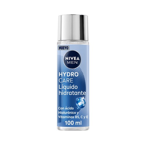 NIVEA Men hydrocare Líquido facial hidratante con ácido Hialurónico, vitaminas y glicerina 100ml.