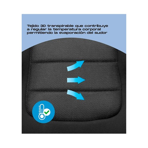 Elevador auto PLAY Three Fix, color negro, 125 - 150cm, compatible con Isofix y sin Isofix, triple capa de acolchado