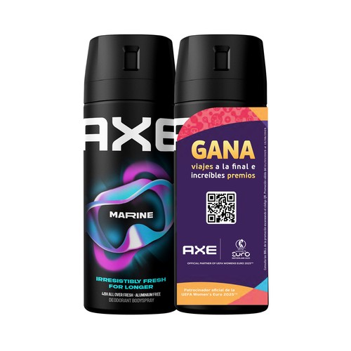 AXE Marine Desodorante en spray para hombre anti transpirante hasta 48 horas 2 x 150 ml.