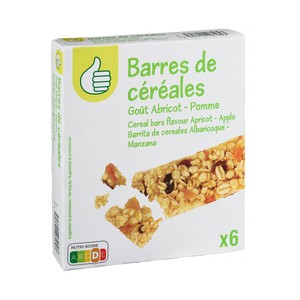 PRODUCTO ECONÓMICO ALCAMPO Cereales en barrita con manzana y albaricoque pack de 6 uds. x 21 gr