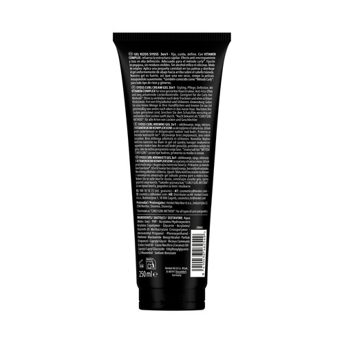 SYOSS Curl Gel rizos (3 en 1) fija, cuida y define 250 ml.