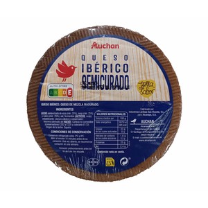 Auchan Queso Mezcla Semicurado, Cuña Producto Alcampo. 600 G