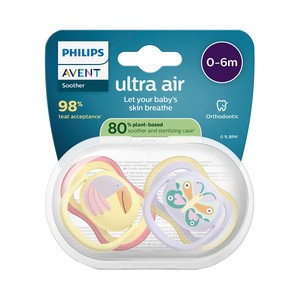 Ultra air de Philips Chupetes de 0 a 6 meses, con tetina con diseño ortodóntico 2 uds.