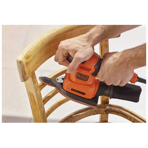 Multilijadora mouse rotorbital 200W, BLACK + DECKER BEW200-QS. Incluye 6 hojas, 2 platinas y accesorio para detalles.