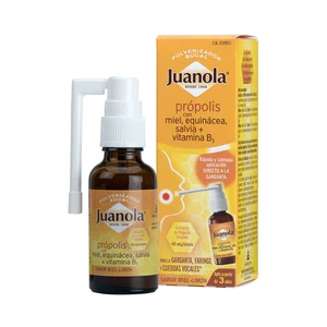 JUANOLA Pulverizador bucal para la garganta, faringe y cuerdas vocales con sabor miel-limón JUANOLA 30 ml.