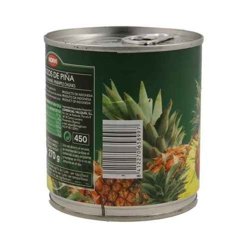 NORVI Trozos de piña en su jugo 270 g. peso neto escurrido
