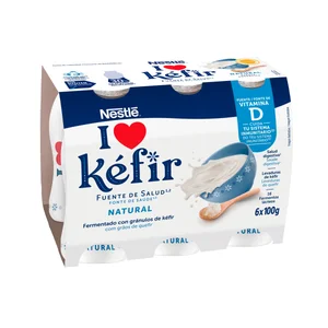 NESTLÉ Kefir líquido natural, elaborado con fermentos lácteos y levaduras de 6 x 100 g.