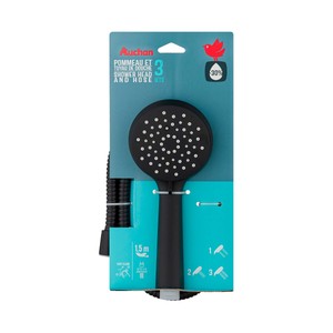 Imagen de Set de alcachofa y flexo de ducha 1,5m con 3 funciones ahorro agua, AUCHAN