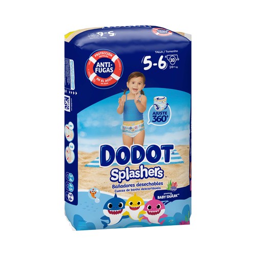 DODOT Splashers Pañales bañador desechables, talla 5-6 (+14 kg) 10 uds.