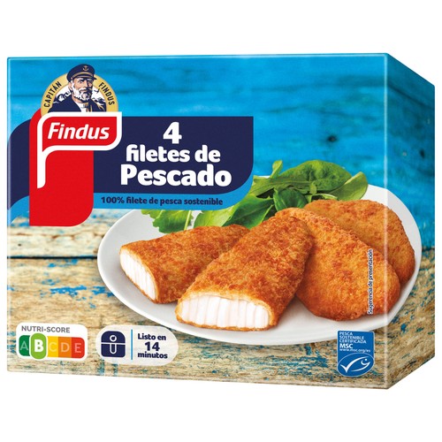 FINDUS Capitán findus Filetes de pescado empanados con Certificado de Pesca Sostenible (MSC) 400 g.