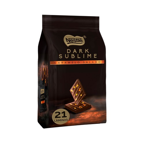 NESTLÉ Láminas de chocolate negro y caramelo sublime 150 g.