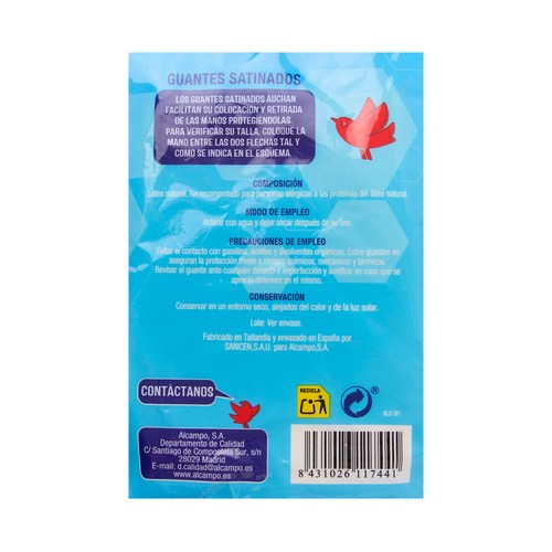 PRODUCTO ALCAMPO Guantes de látex satinado talla pequeña 6-6 1/2 PRODUCTO ALCAMPO 1 par