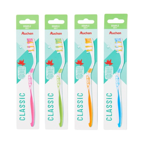 PRODUCTO ALCAMPO Classic Cepillo de dientes con cabezal ovalado y filamentos suaves.
