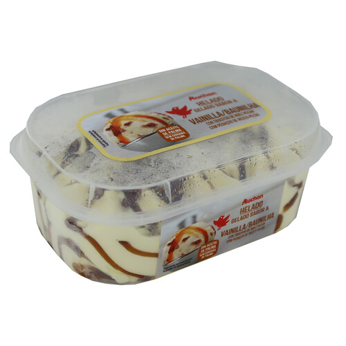 AUCHAN Tarrina de helado de vainilla con nueces de macadamia 900 ml. Producto Alcampo