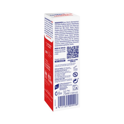 LACTOVIT Lactourea Crema reparadora de manos, codos y pies, para pieles secas y extra secas 75 ml.
