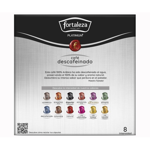 FORTALEZA Café cápsulas descafeinado platinium 20 ud. 104 g.