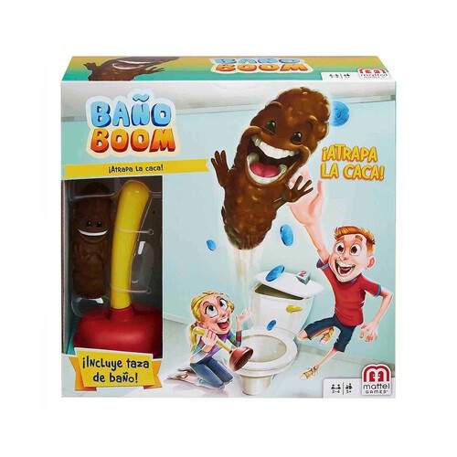 MATTEL Games Baño Boom, ¡Atrapa la Caca!, juego de mesa infantil (MATTEL FWW30)