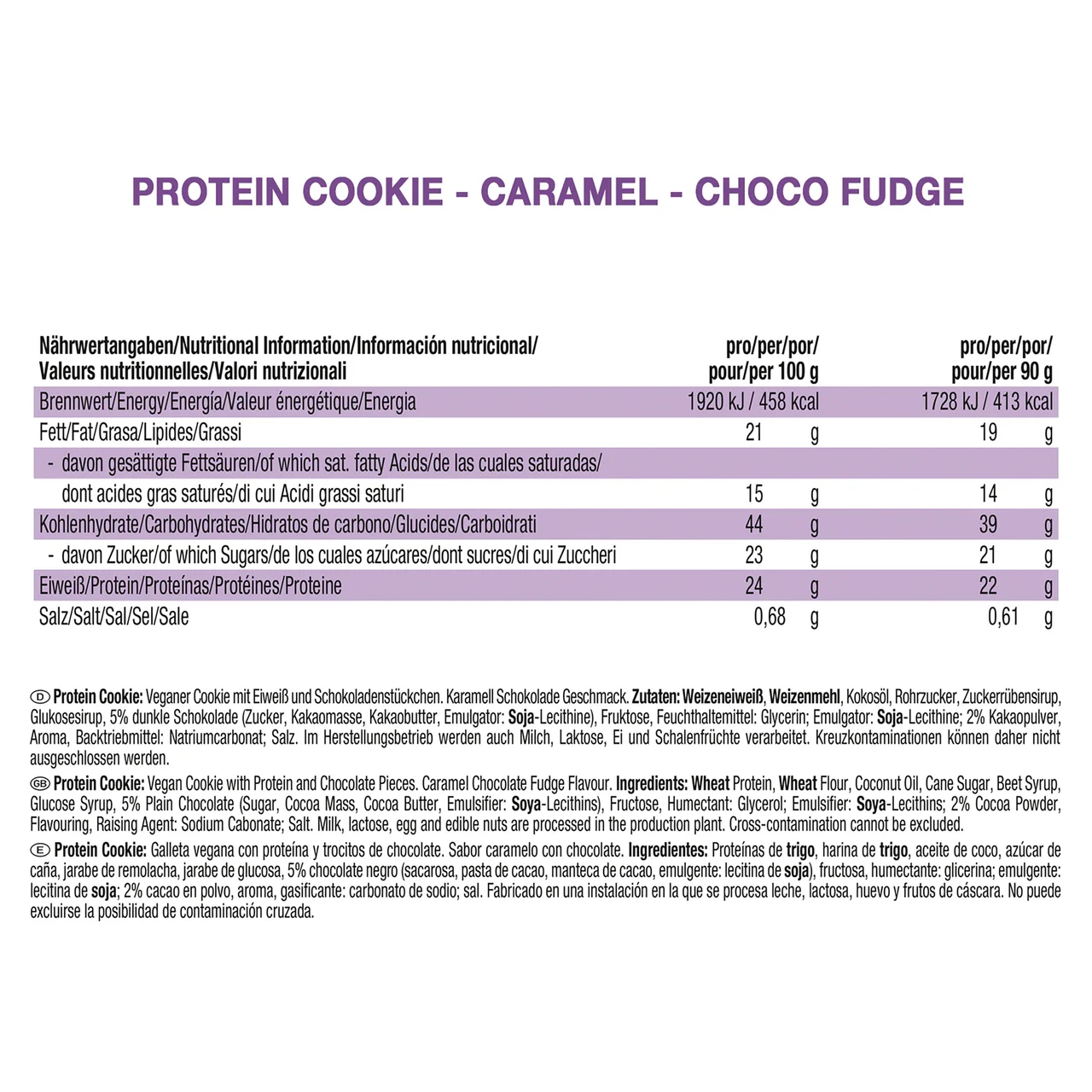 Barrita cookie proteínas sabor caramelo con chocolate 90 g.