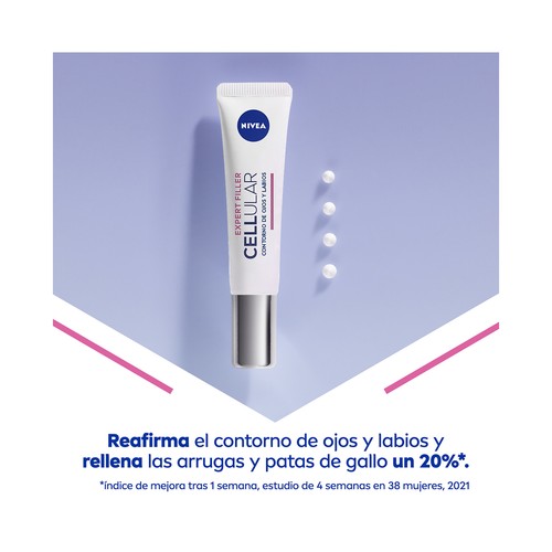 NIVEA Hyaluron cellular expert filler Cotorno de ojos y labios con ácido Fólico y 2 tipos de ácido Hialurónico 15 ml.