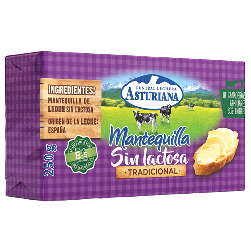 CENTRAL LECHERA ASTURIANA Pastilla de mantequilla tradicional sin lactosa CENTRAL LECHERA ASTURIANA 250 g.