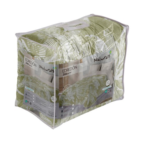 Edredón reversible para cama 135/150 240x260cm  300GRS doble color verde. NATURALS