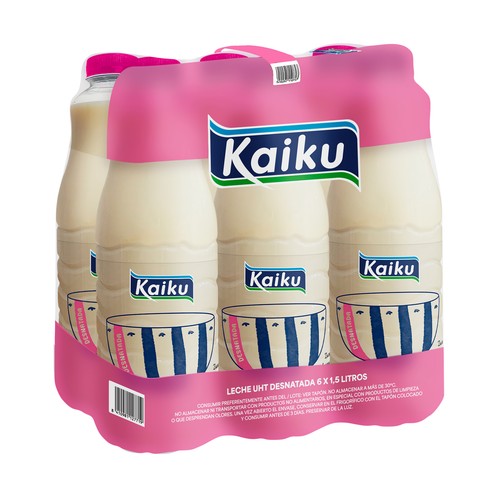 KAIKU Leche de vaca desnatada 6 x 1.5 l.