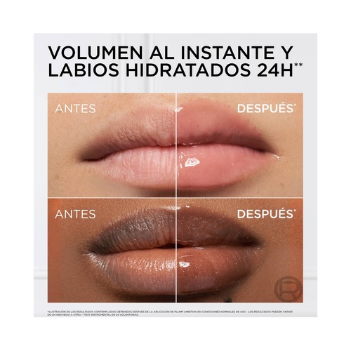 L´ORÉAL PARIS Plump ambition tono 201 Milky nu Aceite labial voluminizador con ácido Hialurónico.