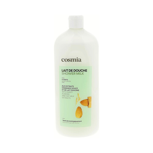 COSMIA Gel hidratante para baño o ducha (leche de ducha), con extractos de almendra dulce y leche de avena 750 ml.