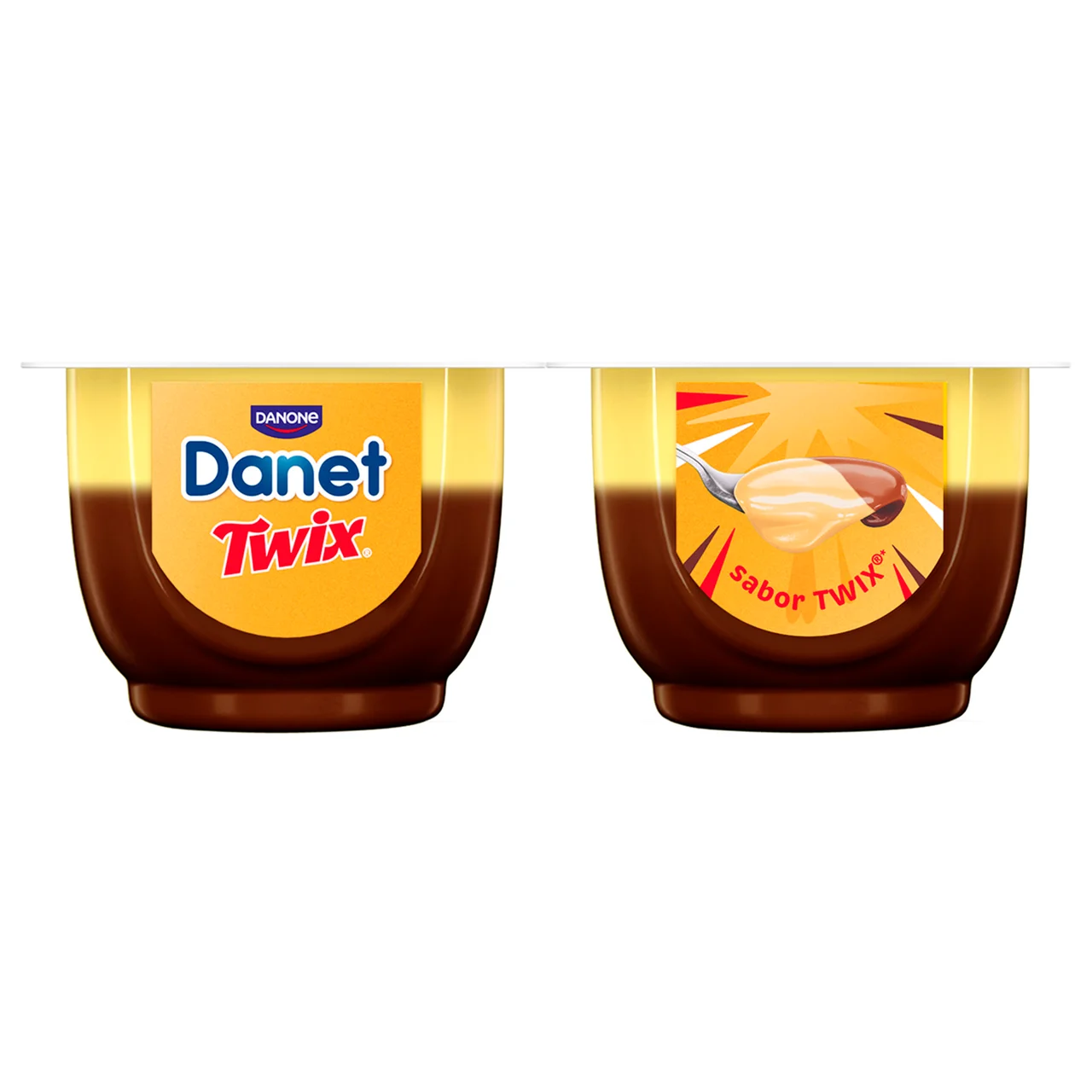 De Danone Natillas con sabor a Twix (chocolate, caramelo y sabor galleta) 4 x 115 g.