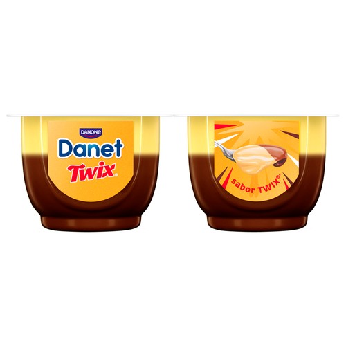DANET de Danone Natillas con sabor a Twix (chocolate, caramelo y sabor galleta) 4 x 115 g.