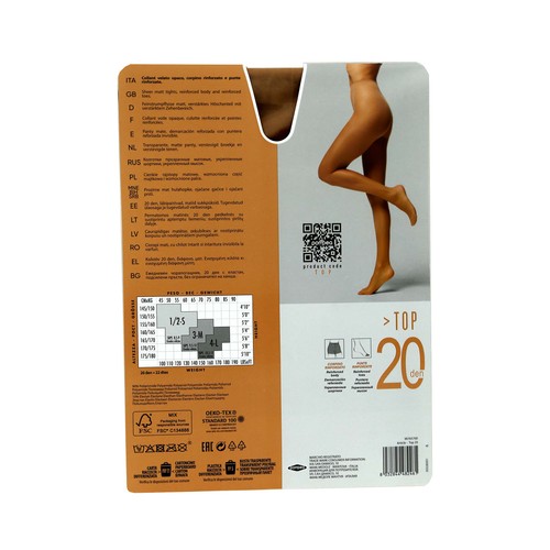 Panty transparente mate, 20den, POMPEA, color polvere, talla S.