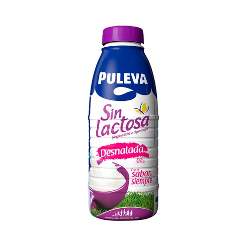 Leche desnatada (0% materia grasa) de vaca, sin lactosa PULEVA Mañanas ligeras 1 l.