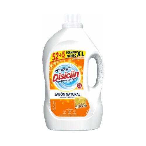 DISICLIN  Detergente líquido para ropa blanca y de color. con jabón de Marsella, 52 DS