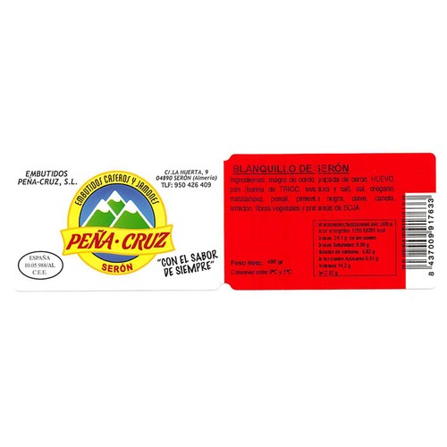 PEÑA CRUZ Blanquillo de serón típico de Almeria PEÑA CRUZ 360 g.