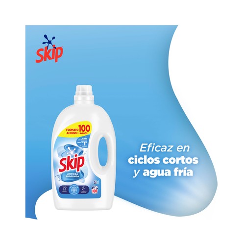 SKIP Active clean Detergente líquido para una limpieza profunda incluso en agua fria 100 ds.