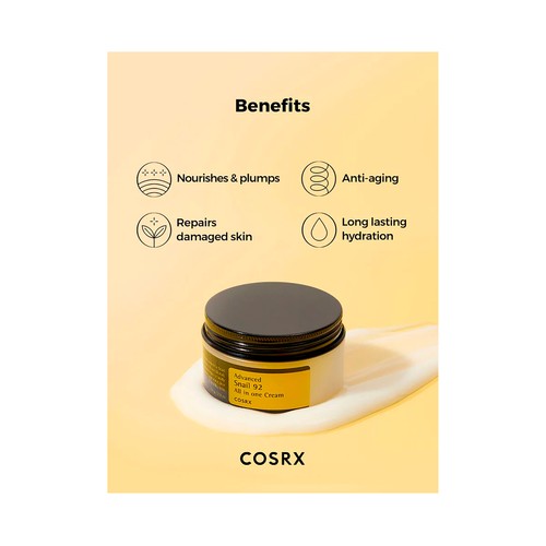 COSRX Crema hidratante y regeneradora con baba de caracol 100 g.
