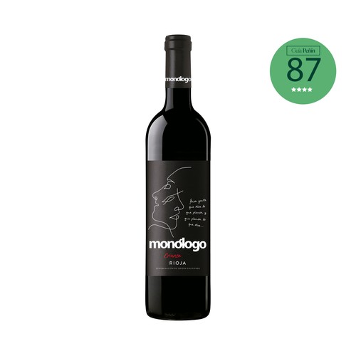 Vino tinto crianza con denominación de origen calificada Rioja MONÓLOGO botella de 75 cl.