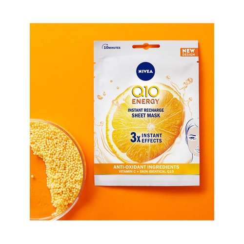 NIVEA Q10 energy Mascarilla reductora de arrugas y líneas de expresión.