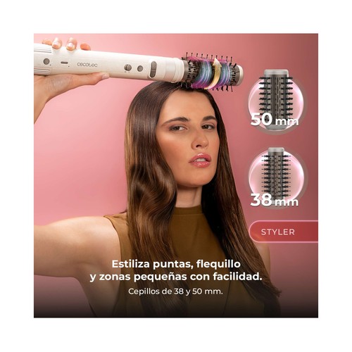 Moldeador CECOTEC 8 en 1 Gyro Champagne,  aire caliente, 8 accesorios, tecnología iónica