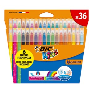 Imagen de Caja de 36 rotuladores de colores surtidos de punta media. BIC.