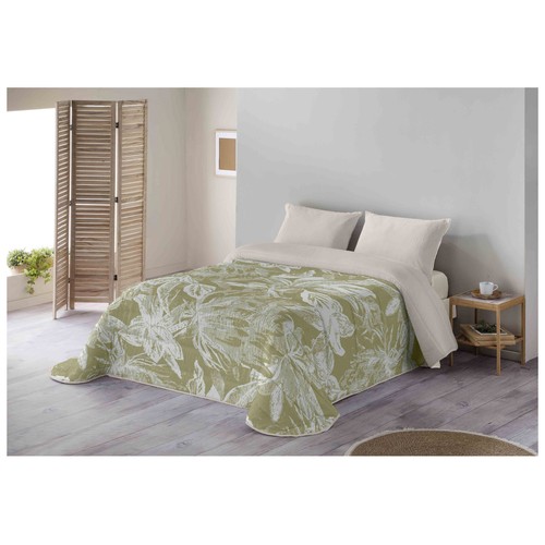 Edredón reversible para cama 135/150 240x260cm  300GRS doble color verde. NATURALS