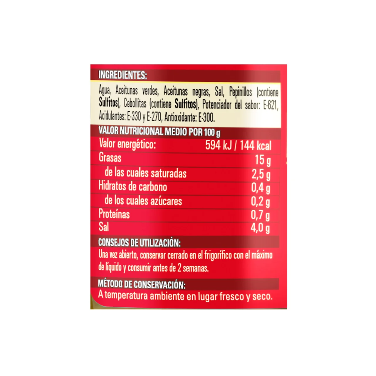 Cocktail aceit/pepinill/ceb. 250 gr.