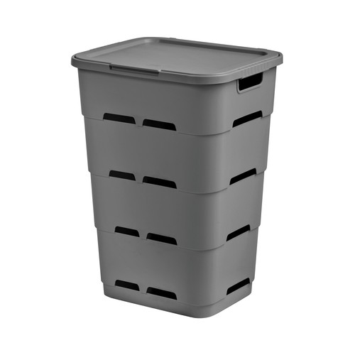 Cesto pongotodo 45L de plástico reciclado, color gris frío, ACTUEL