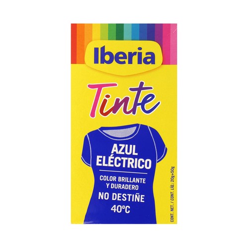 IBERIA Tinte para ropa de color azul eléctrico (permite teñir a baja temperatura 40ª) IBERIA 1 ud.